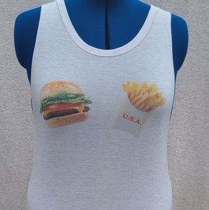 VS PINK Hamburger & Fries Tank Top, Super Soft, Lrg